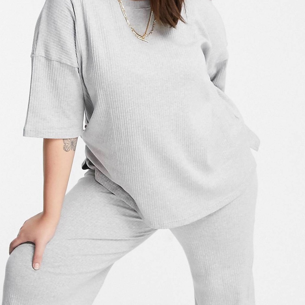 Grey Wide Leg Pant Set